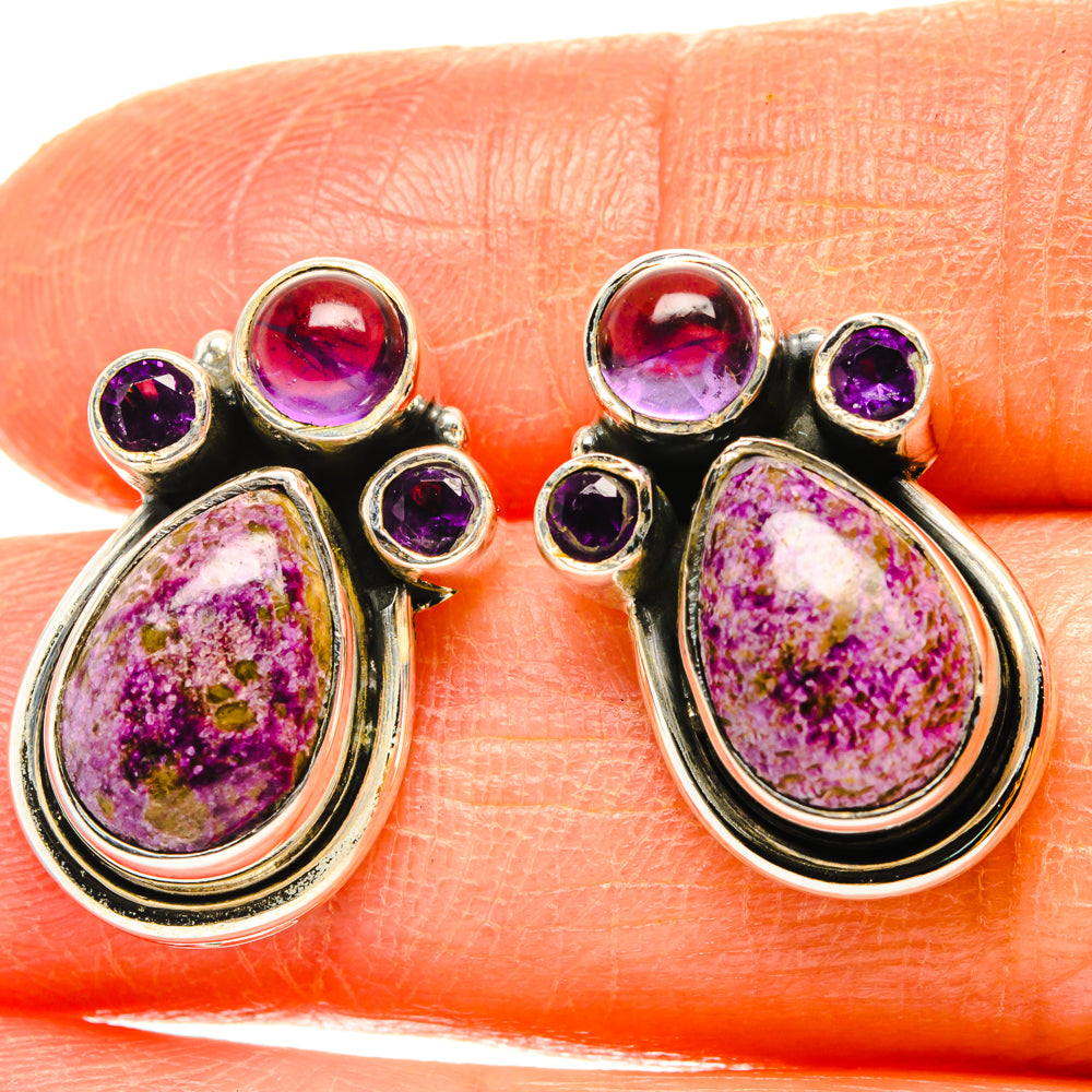 Stichtite, Amethyst Earrings handcrafted by Ana Silver Co - EARR428554