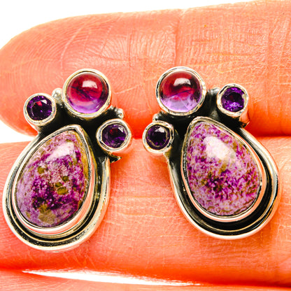 Stichtite, Amethyst Earrings handcrafted by Ana Silver Co - EARR428554