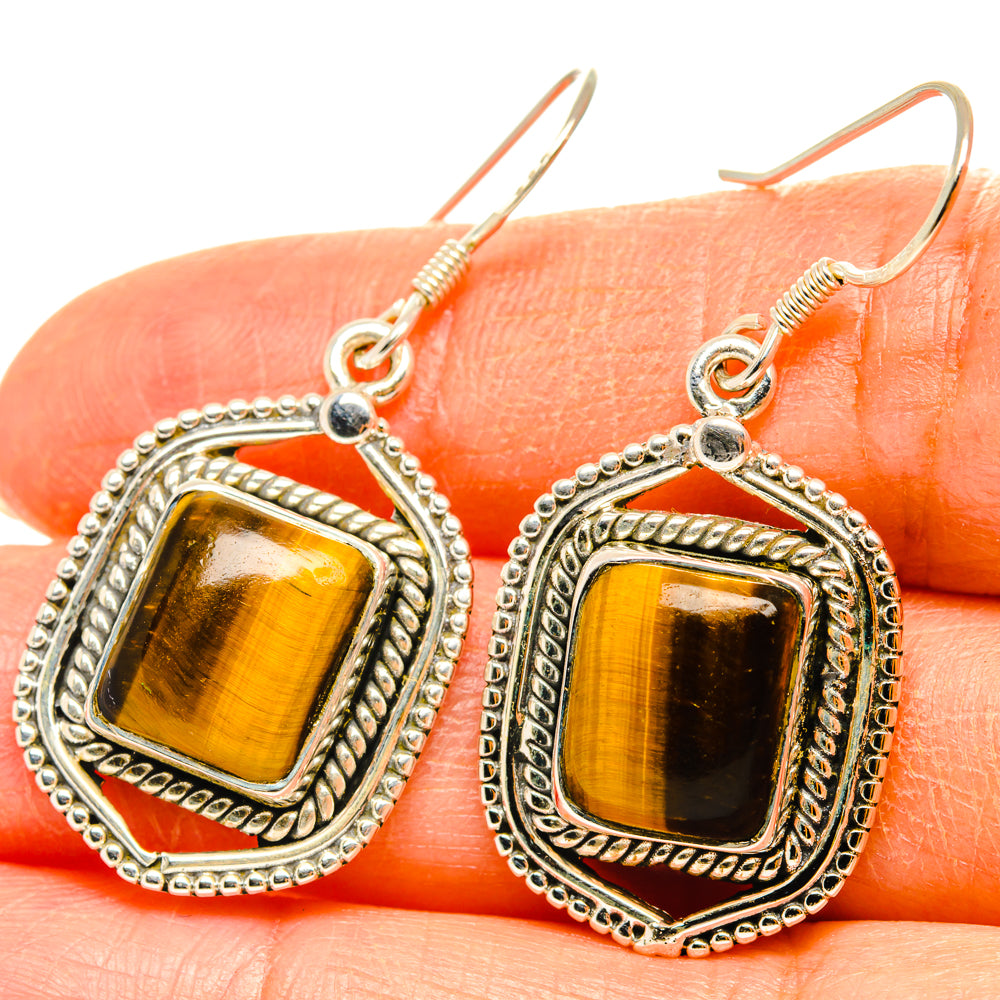 Tiger Eye Earrings handcrafted by Ana Silver Co - EARR428557