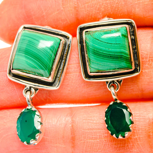 Malachite, Green Onyx Earrings handcrafted by Ana Silver Co - EARR428559