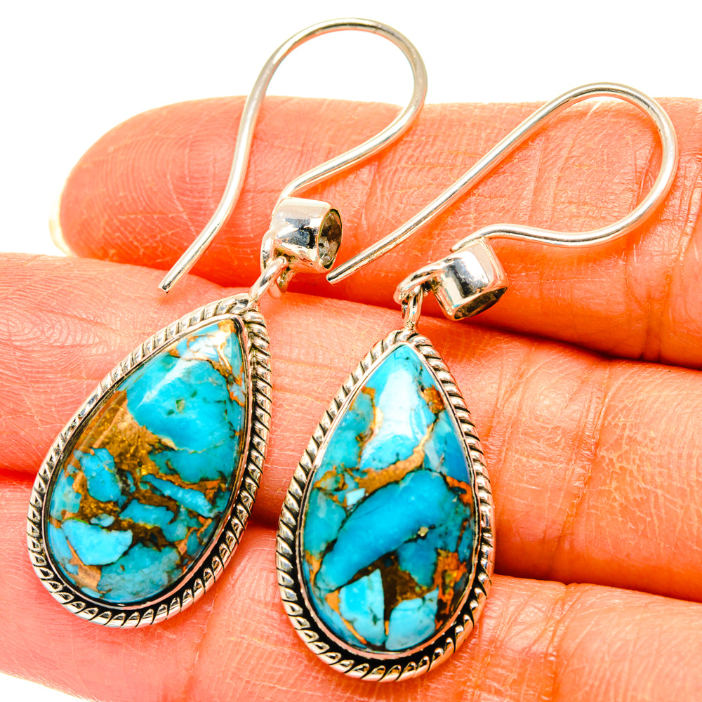Blue Copper Composite Turquoise Earrings handcrafted by Ana Silver Co - EARR428565
