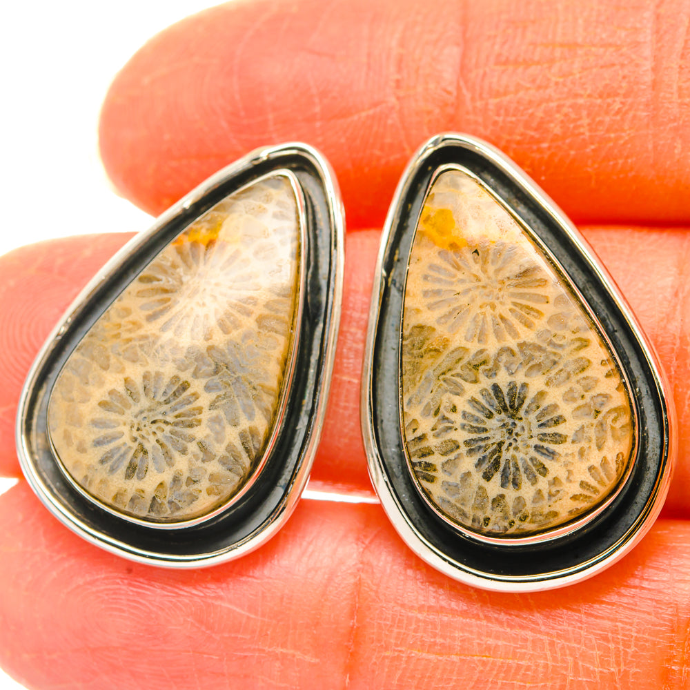 Fossil Coral Earrings handcrafted by Ana Silver Co - EARR428568