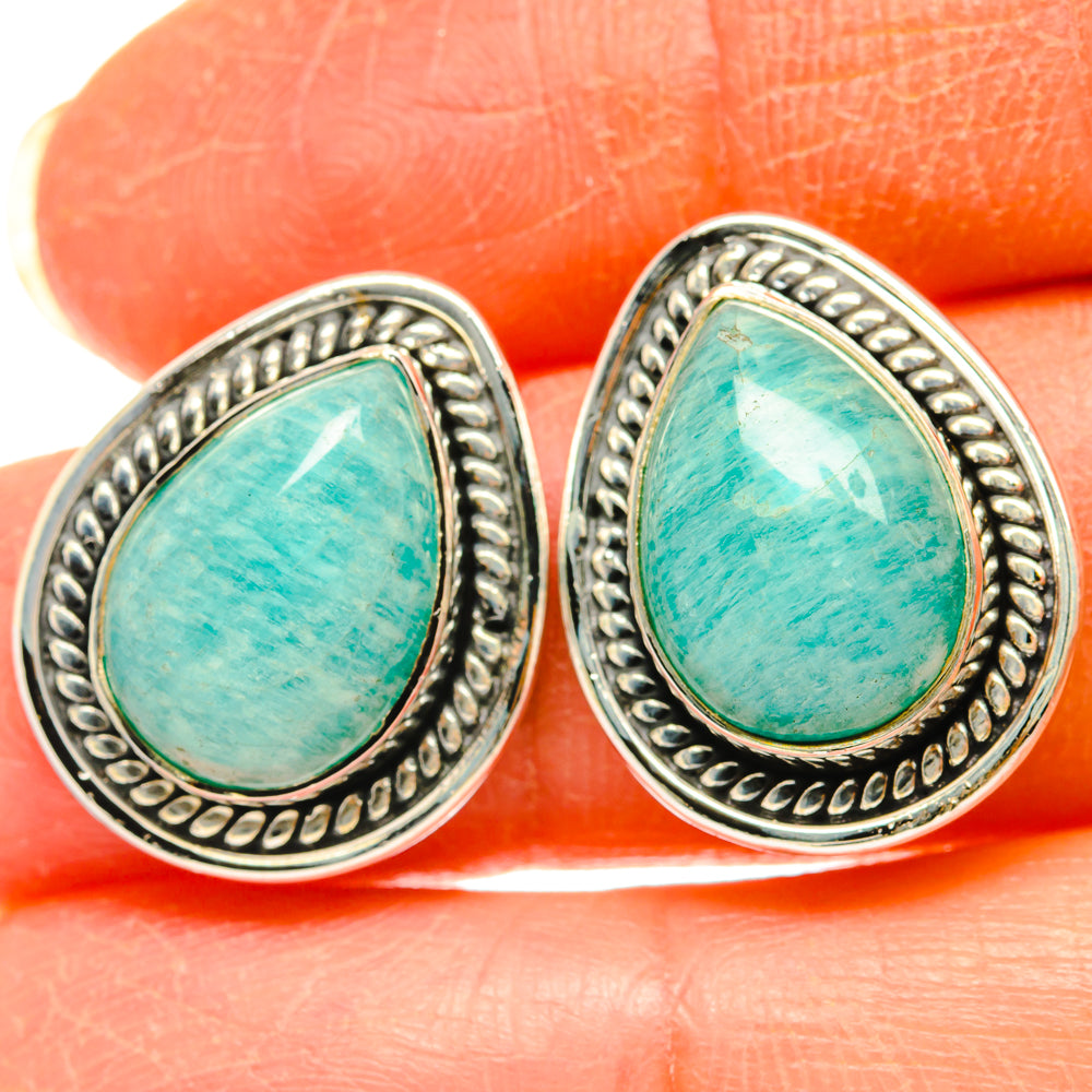 Amazonite Earrings handcrafted by Ana Silver Co - EARR428571