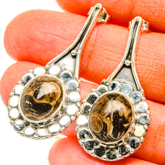 Turritella Agate Earrings handcrafted by Ana Silver Co - EARR428574
