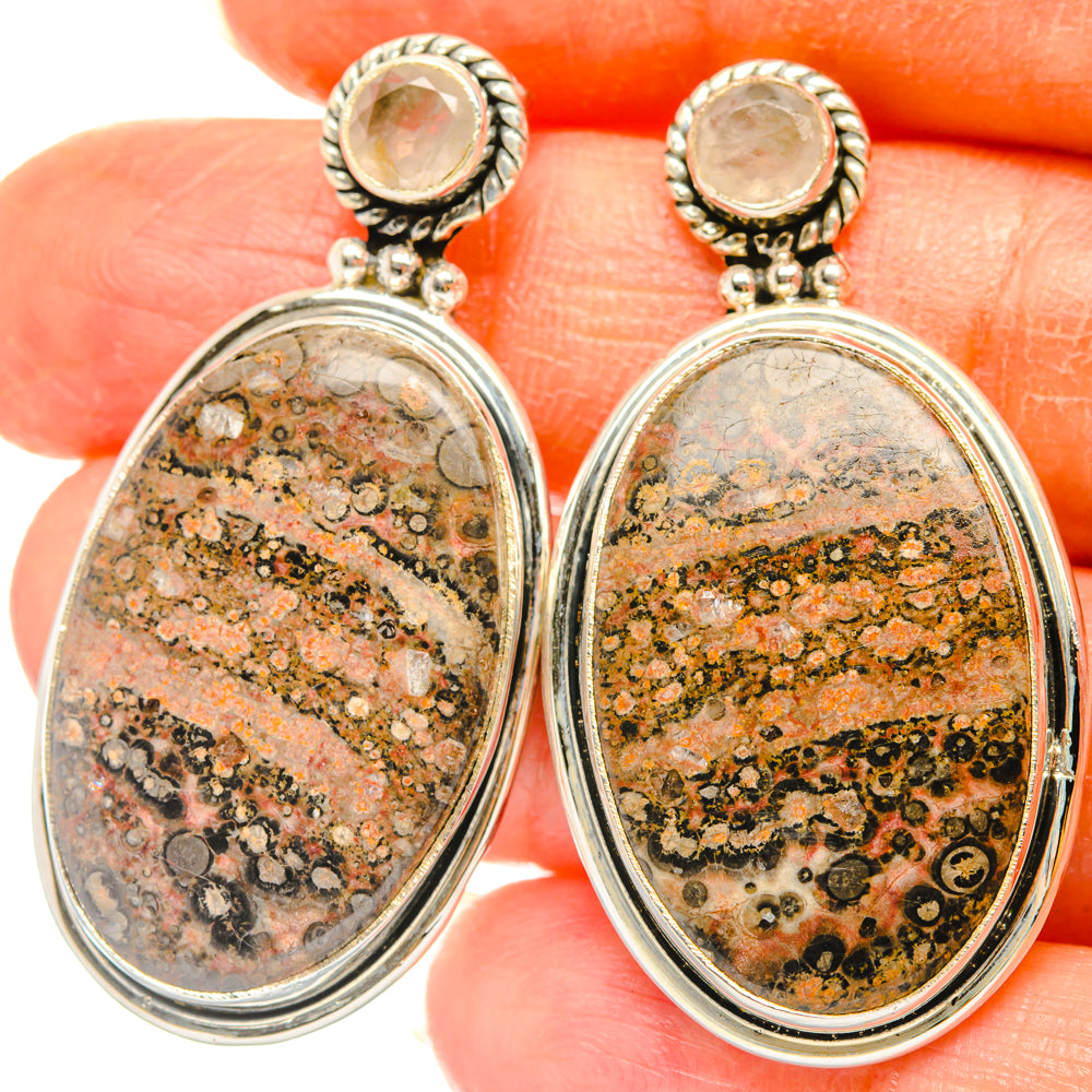 Poppy Jasper, Rose Quartz Earrings handcrafted by Ana Silver Co - EARR428592
