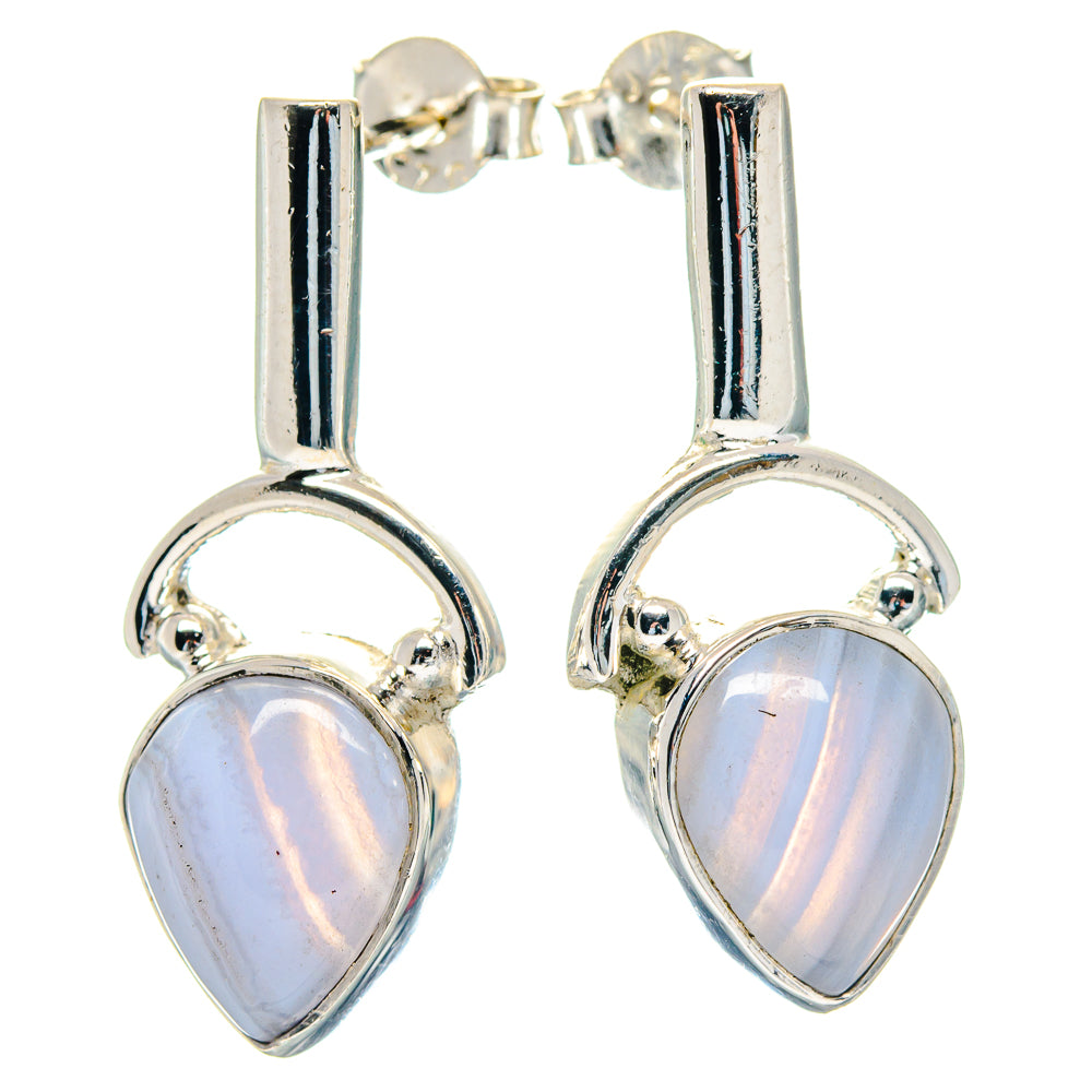 Blue Lace Agate Earrings handcrafted by Ana Silver Co - EARR423585