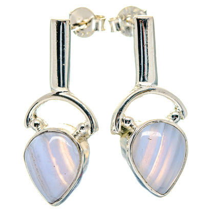 Blue Lace Agate Earrings handcrafted by Ana Silver Co - EARR423585