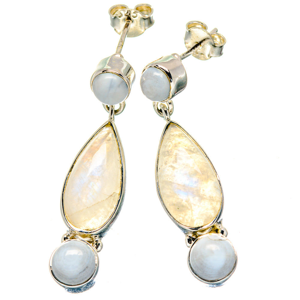 Rainbow Moonstone Earrings handcrafted by Ana Silver Co - EARR423590