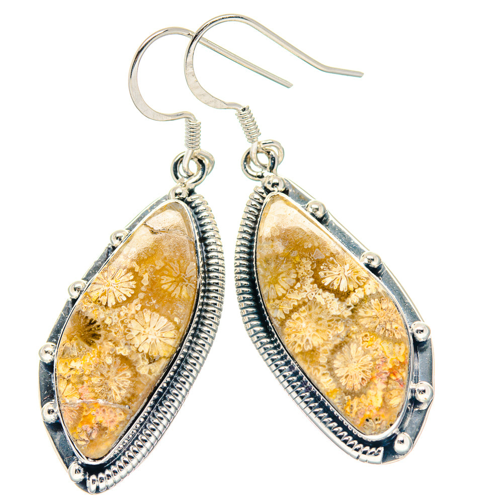 Fossil Coral Earrings handcrafted by Ana Silver Co - EARR423598