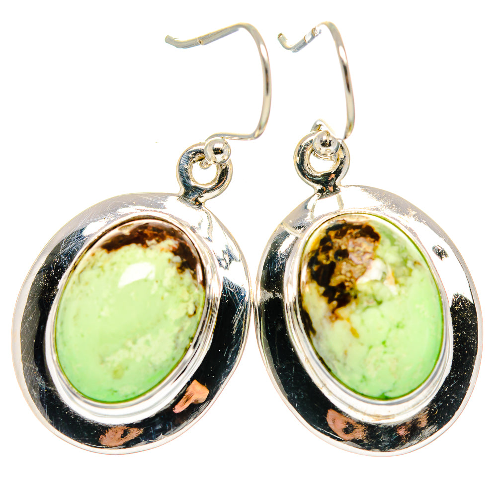 925 silver hoop earrings with oval green chrysoprase dangles