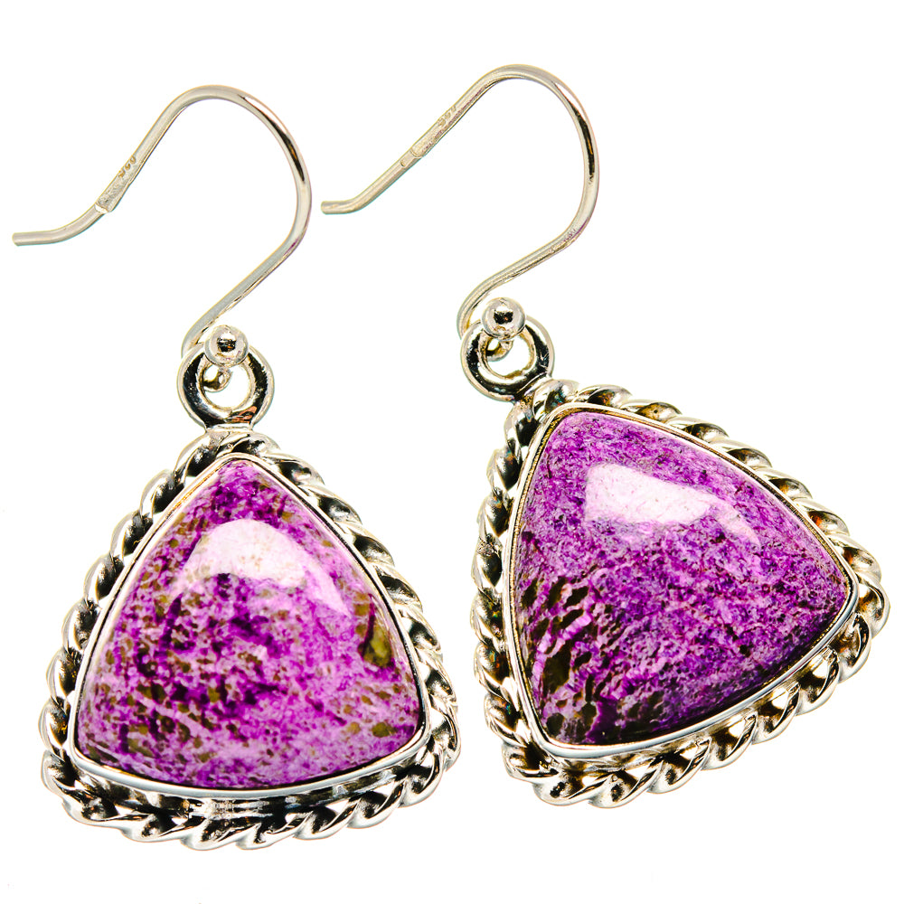 925 sterling silver stichtite teardrop earrings with purple stone drop