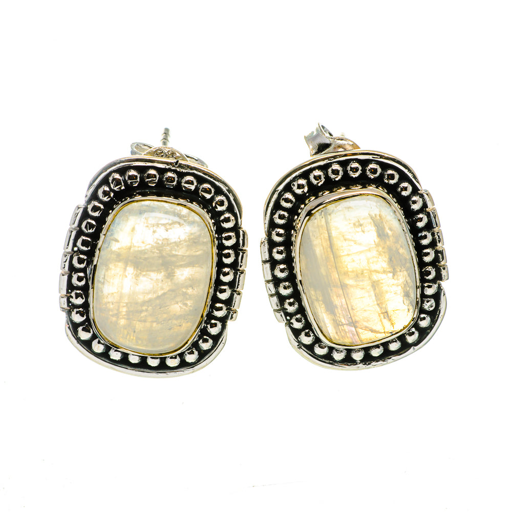 Rainbow Moonstone Earrings handcrafted by Ana Silver Co - EARR398126