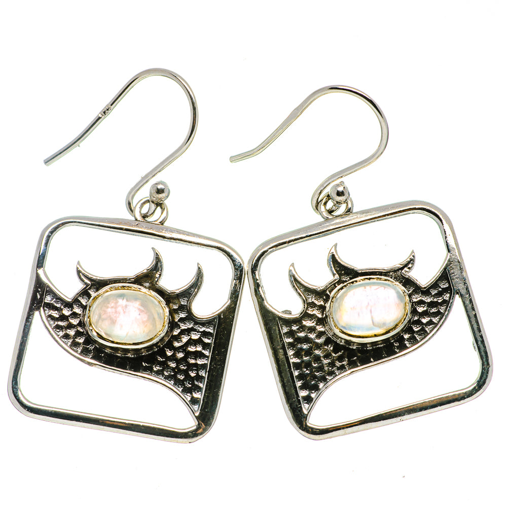 Rainbow Moonstone Earrings handcrafted by Ana Silver Co - EARR398876