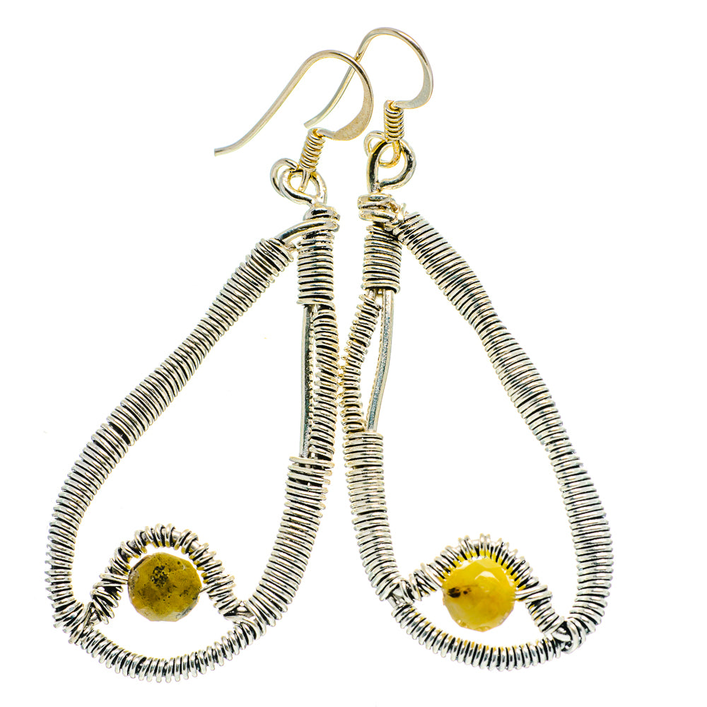 Yellow Agate Earrings handcrafted by Ana Silver Co - EARR400513