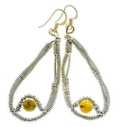 Yellow Agate Earrings handcrafted by Ana Silver Co - EARR400513
