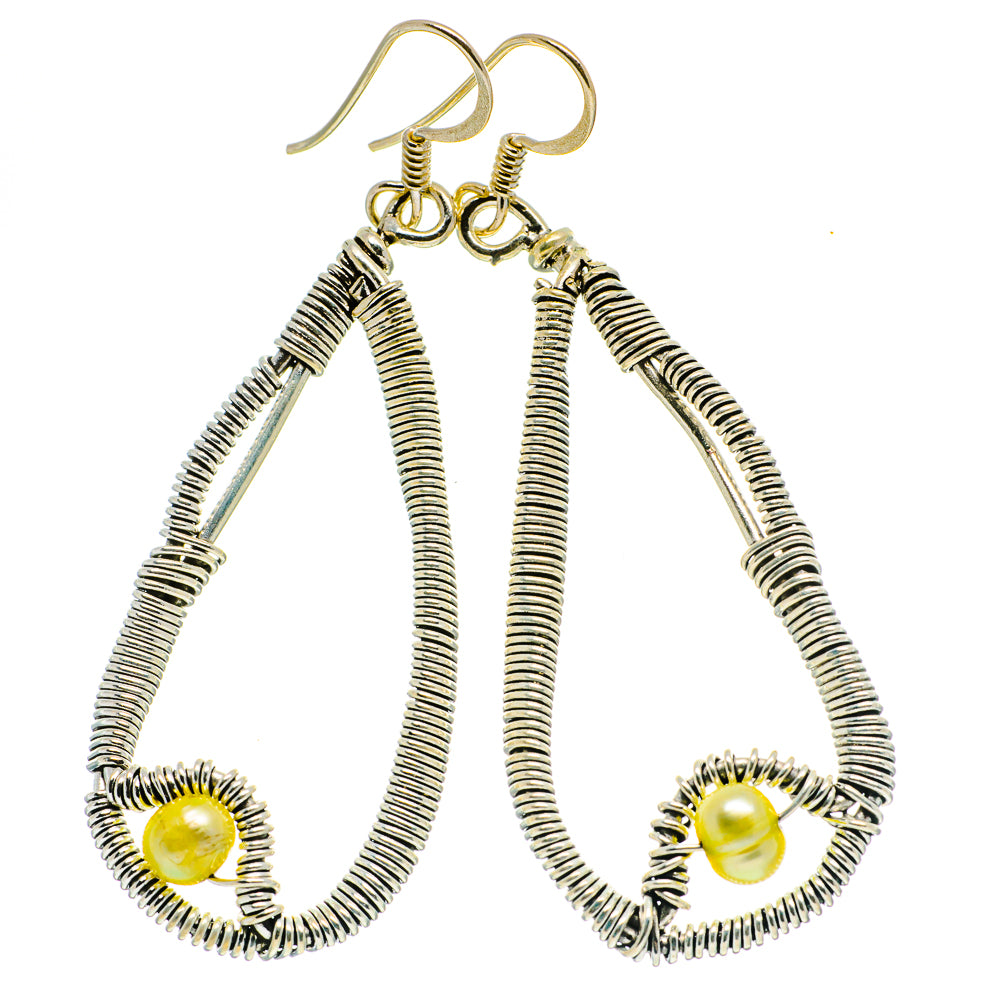 Yellow Cultured Pearl Earrings handcrafted by Ana Silver Co - EARR400567
