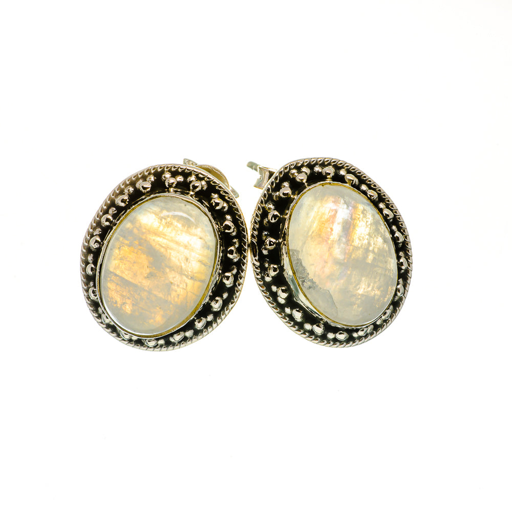 Rainbow Moonstone Earrings handcrafted by Ana Silver Co - EARR402100