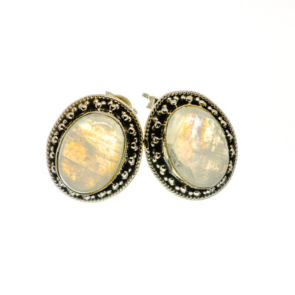 Rainbow Moonstone Earrings handcrafted by Ana Silver Co - EARR402100
