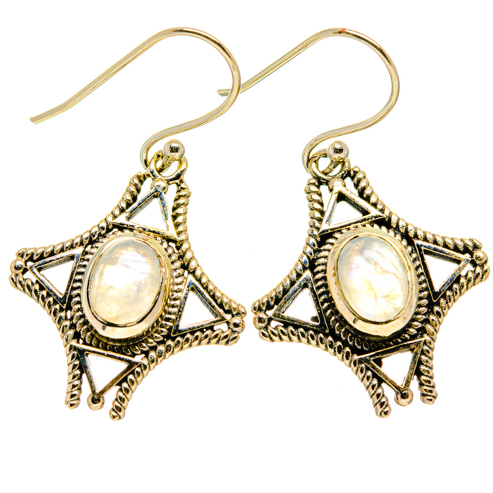 Rainbow Moonstone Earrings handcrafted by Ana Silver Co - EARR406710