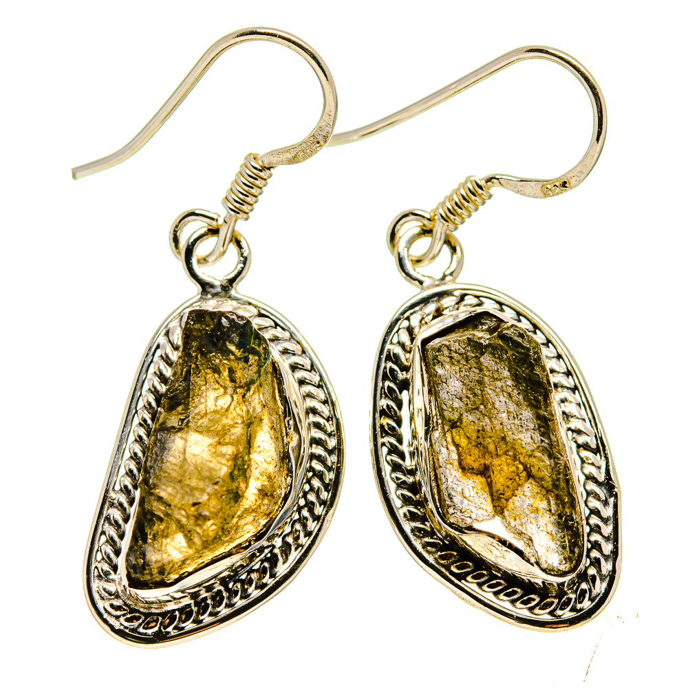 Rough labradorite drop earrings with oval teardrop stones and sterling silver hooks