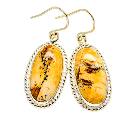 Teardrop jasper earrings in 925 sterling silver oval frames with fishhook