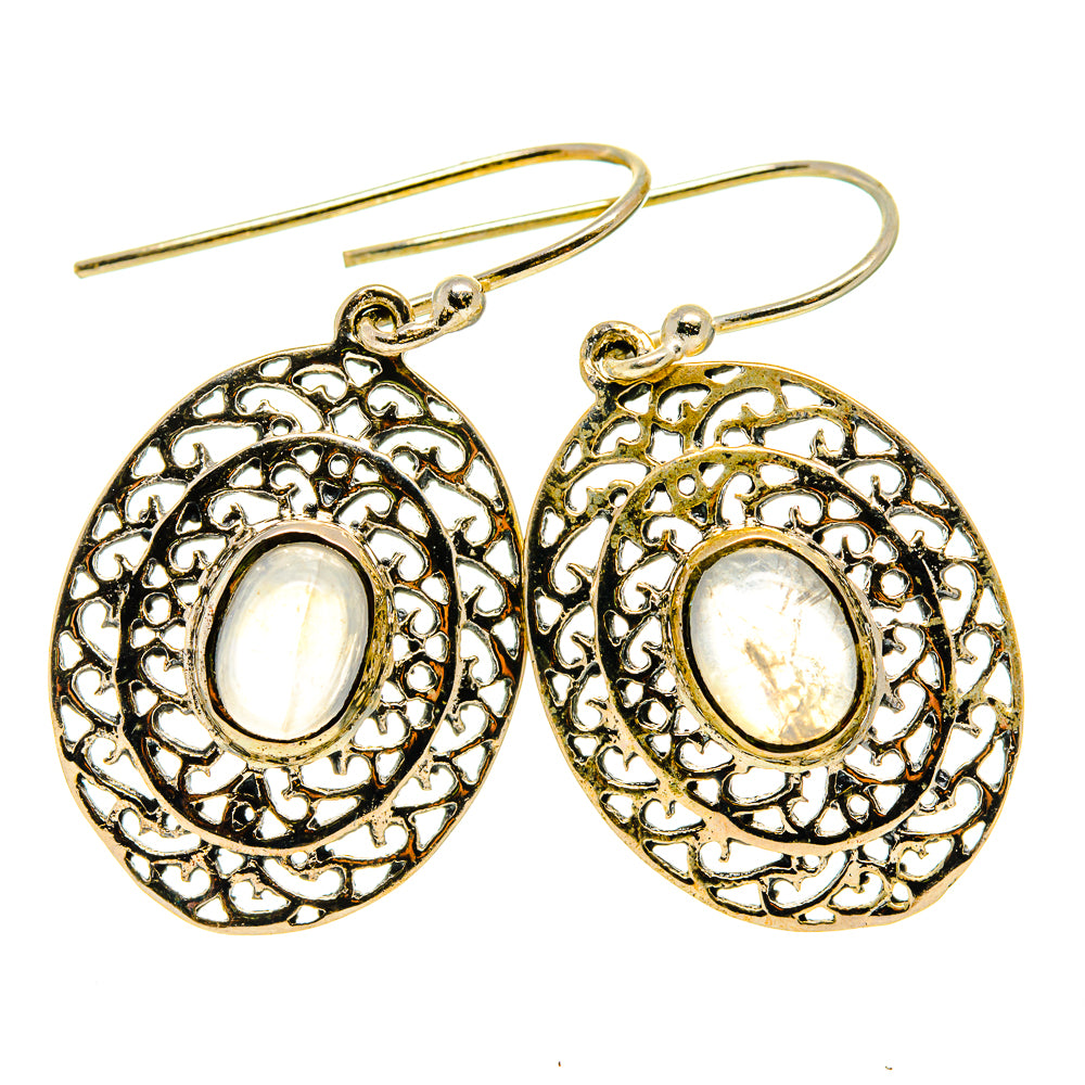 Rainbow Moonstone Earrings handcrafted by Ana Silver Co - EARR409155