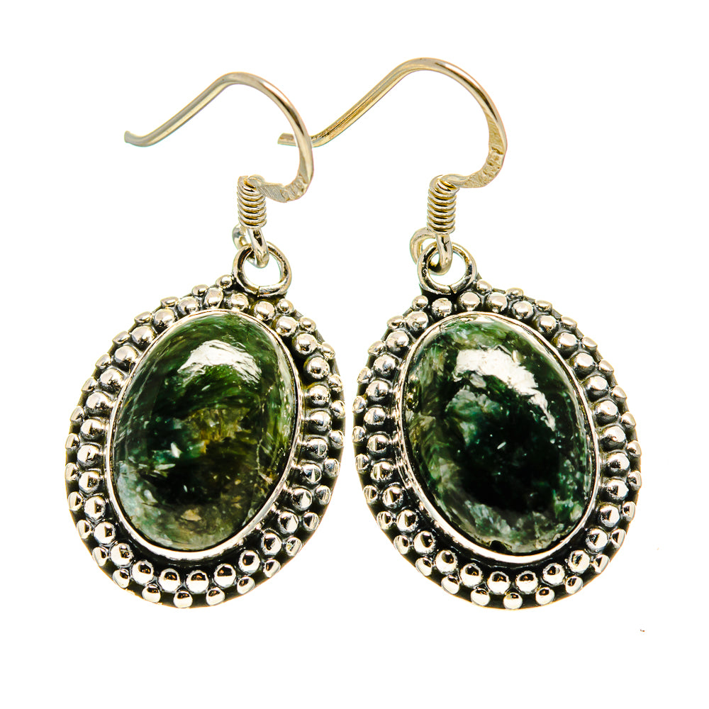 Green Moss Agate Earrings handcrafted by Ana Silver Co - EARR409666