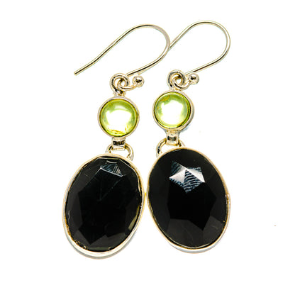 Black Onyx, Peridot Earrings handcrafted by Ana Silver Co - EARR409802