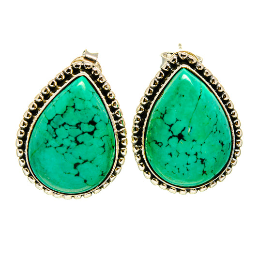 Tibetan Turquoise Earrings handcrafted by Ana Silver Co - EARR410279