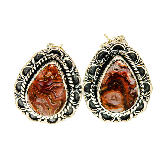 Crazy Lace Agate Earrings handcrafted by Ana Silver Co - EARR410387