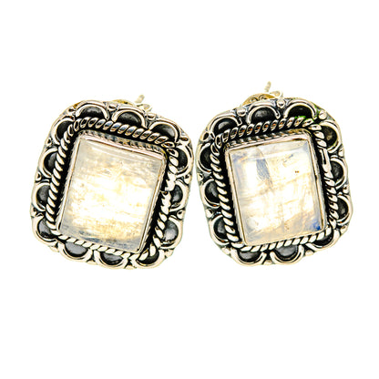 Rainbow Moonstone Earrings handcrafted by Ana Silver Co - EARR410484
