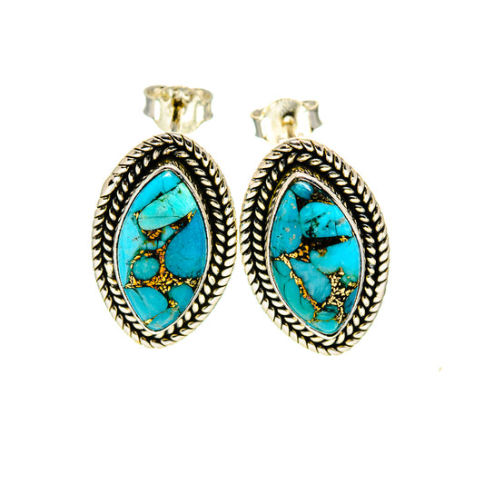 Blue Copper Composite Turquoise Earrings handcrafted by Ana Silver Co - EARR410587