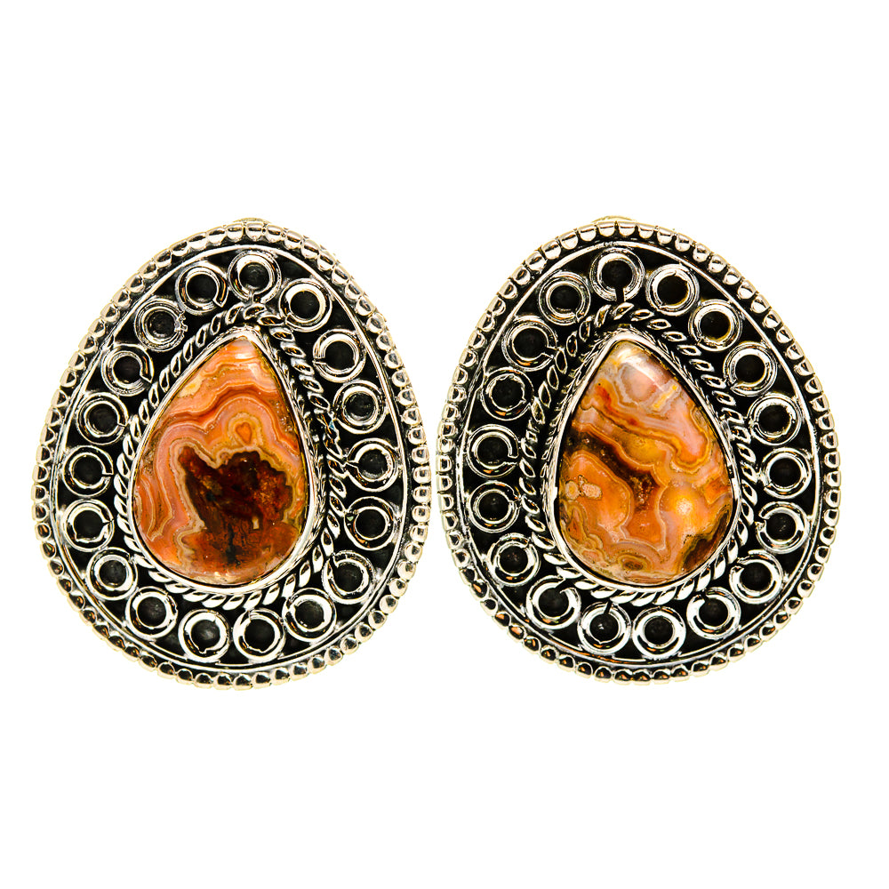 Crazy Lace Agate Earrings handcrafted by Ana Silver Co - EARR410688