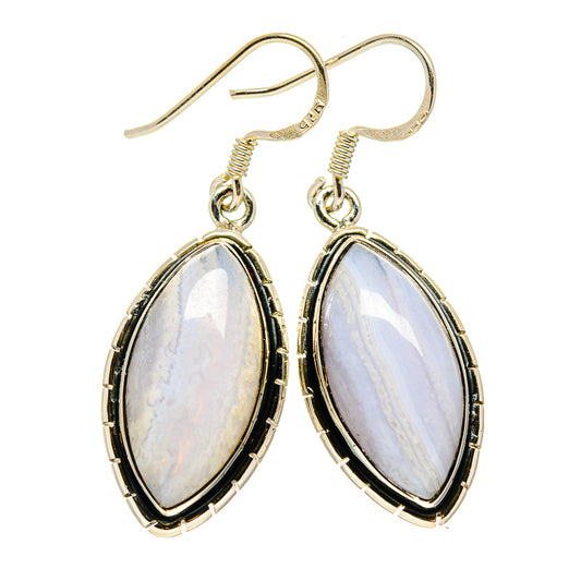 Blue Lace Agate Earrings handcrafted by Ana Silver Co - EARR410861