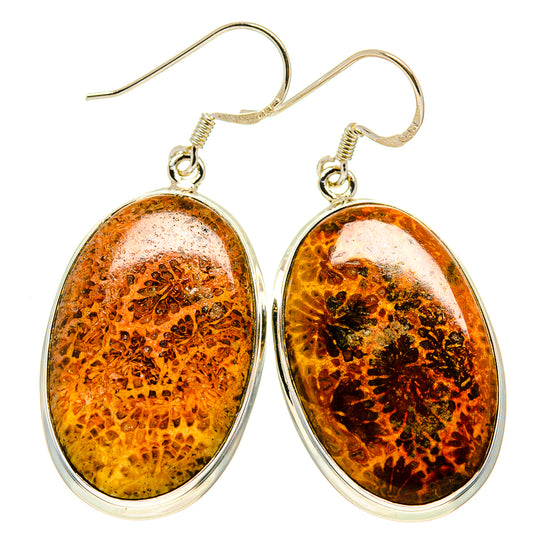 Fossil Coral Earrings handcrafted by Ana Silver Co - EARR410865