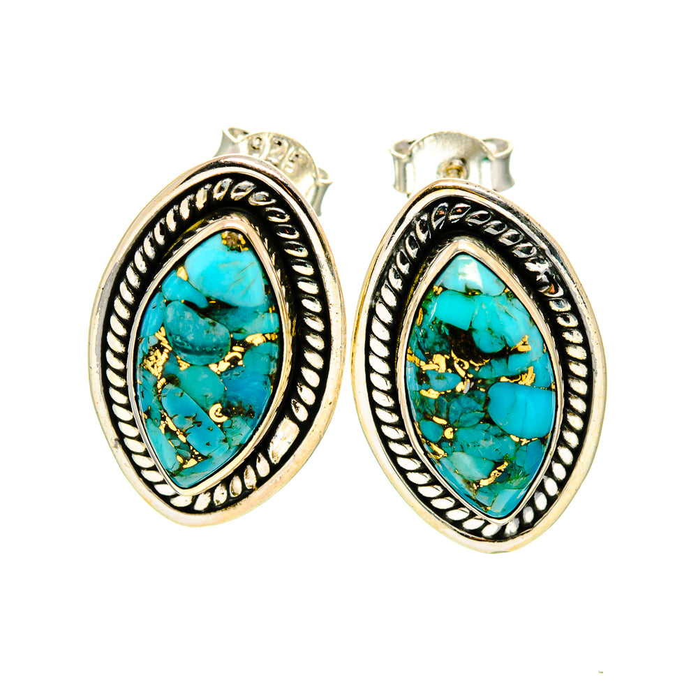 Blue Copper Composite Turquoise Earrings handcrafted by Ana Silver Co - EARR410884