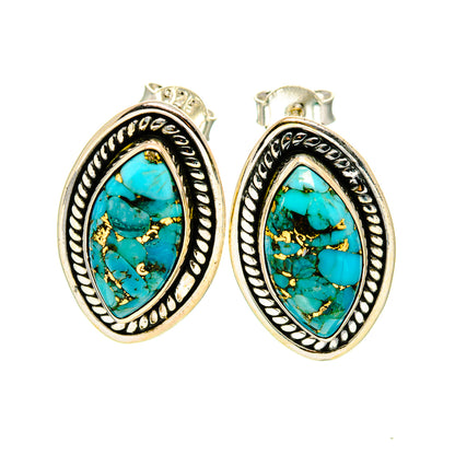 Blue Copper Composite Turquoise Earrings handcrafted by Ana Silver Co - EARR410884