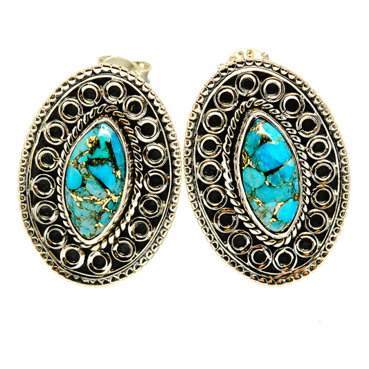 Blue Copper Composite Turquoise Earrings handcrafted by Ana Silver Co - EARR410889