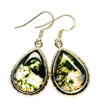 Green Moss Agate Earrings handcrafted by Ana Silver Co - EARR410964