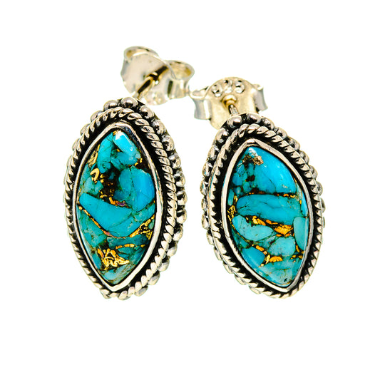 Blue Copper Composite Turquoise Earrings handcrafted by Ana Silver Co - EARR411039