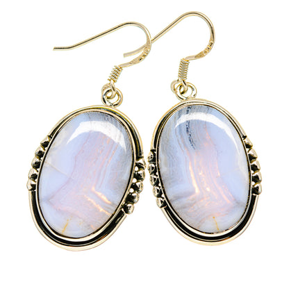 Blue Lace Agate Earrings handcrafted by Ana Silver Co - EARR411117