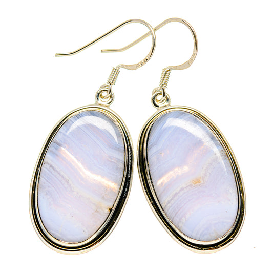 Blue Lace Agate Earrings handcrafted by Ana Silver Co - EARR411175