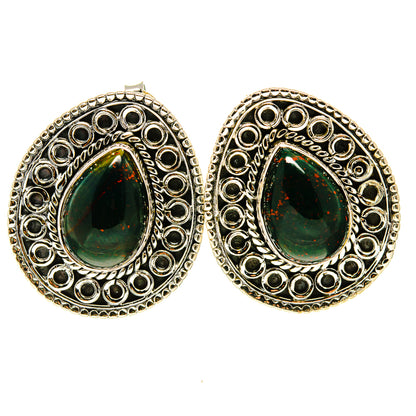 Bloodstone Earrings handcrafted by Ana Silver Co - EARR411196