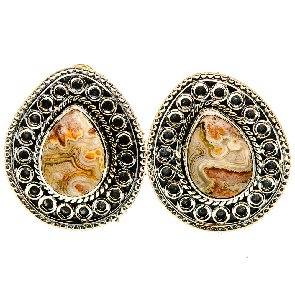 Laguna Lace Agate Earrings handcrafted by Ana Silver Co - EARR411286