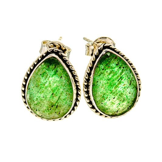 Green Aventurine Earrings handcrafted by Ana Silver Co - EARR411378