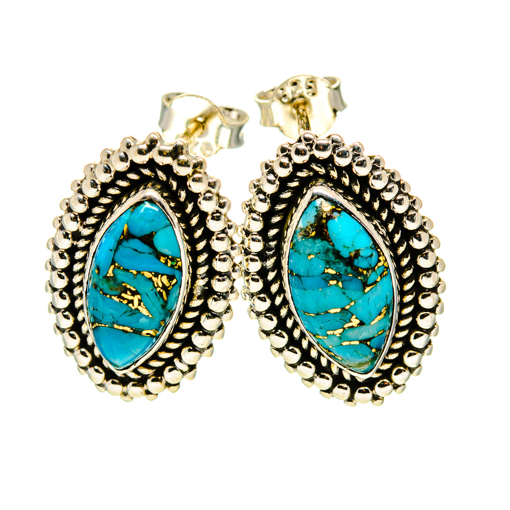 Blue Composite Copper Turquoise Earrings handcrafted by Ana Silver Co - EARR411383