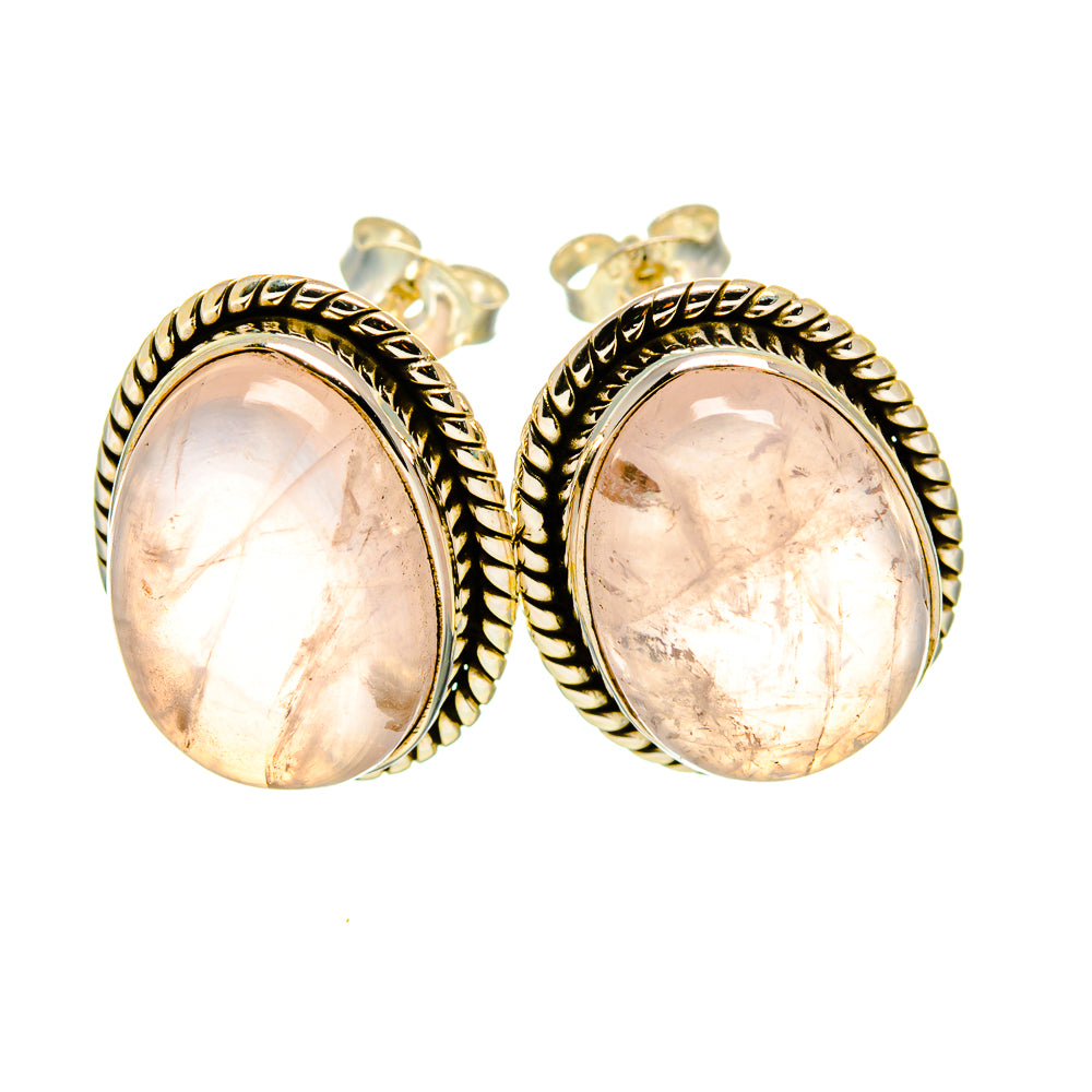 Rose Quartz Earrings handcrafted by Ana Silver Co - EARR411441