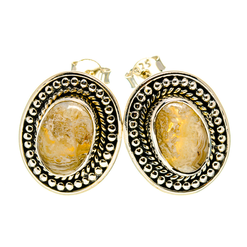 Laguna Lace Agate Earrings handcrafted by Ana Silver Co - EARR411491