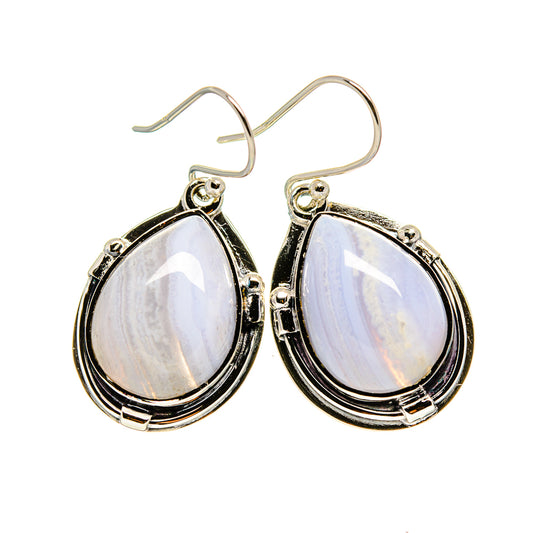 Blue Lace Agate Earrings handcrafted by Ana Silver Co - EARR411567