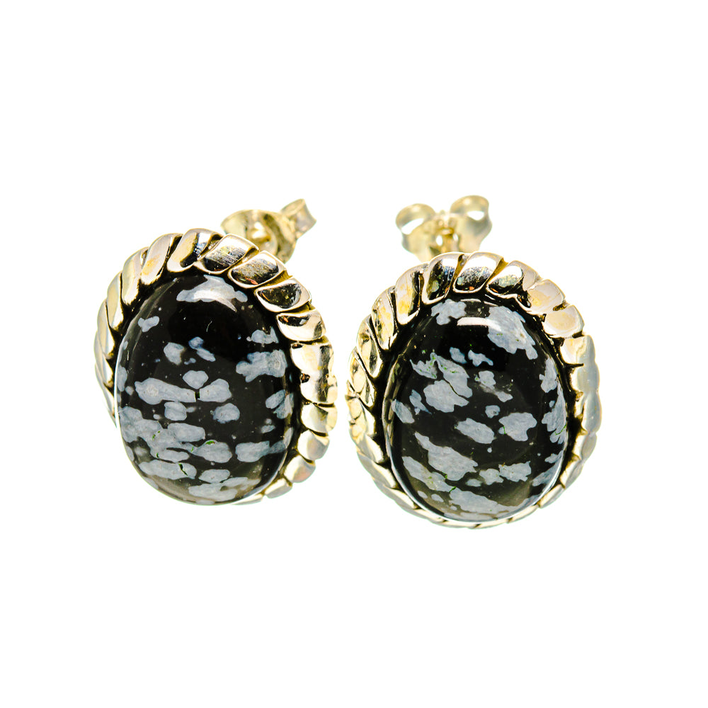 Snowflake Obsidian Earrings handcrafted by Ana Silver Co - EARR411581